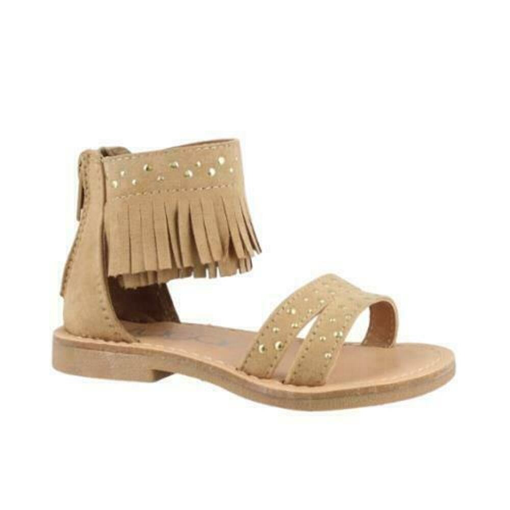 Sugar Baby Girls Tasseled Ankle Strap Sandals Lil Crepe Size US 5M Tan Brown